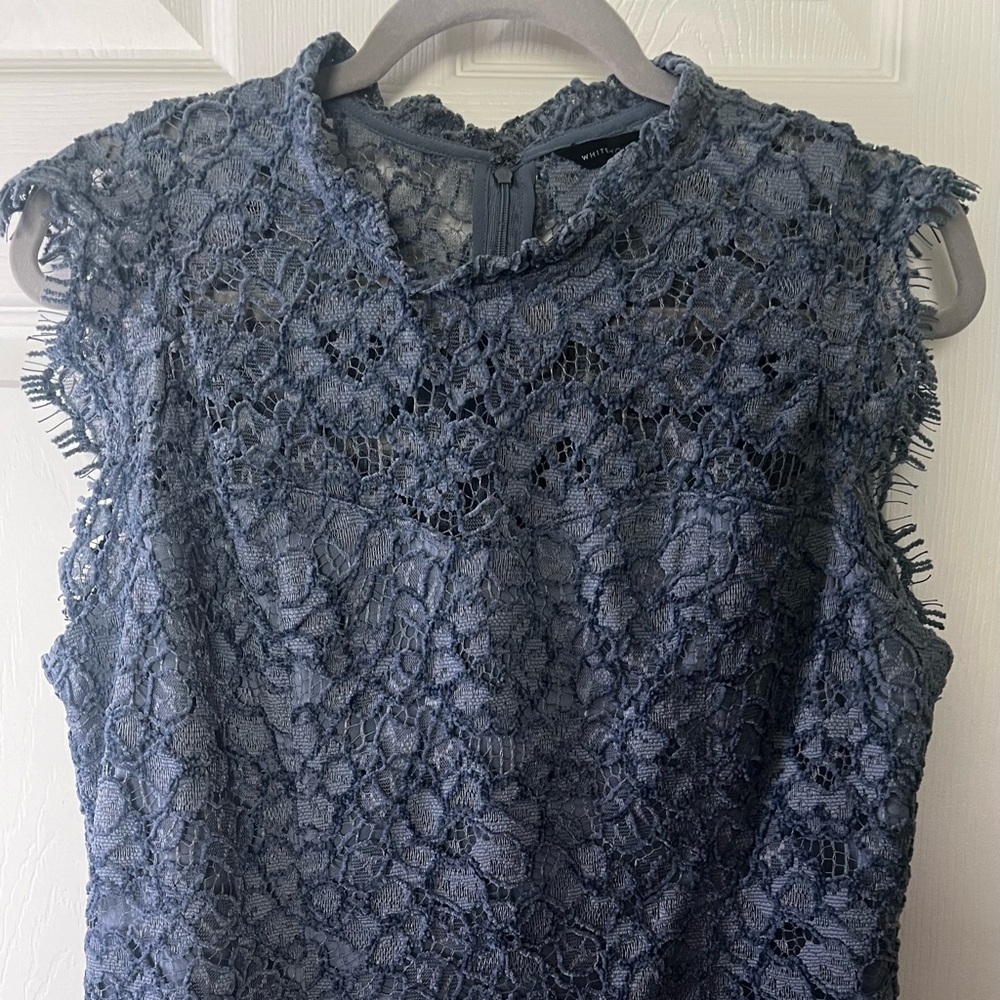 White House Black Market Sleeveless Blouse Blue Size 12